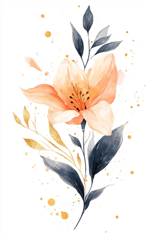 抽象花朵金色边框