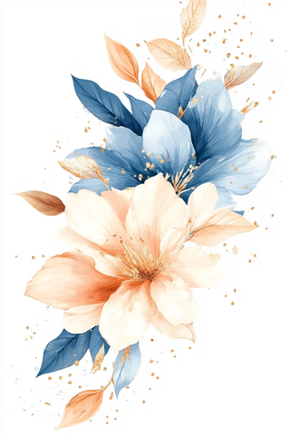 抽象花朵金色边框