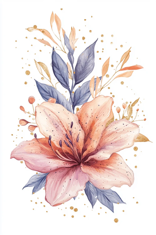 抽象花朵金色边框