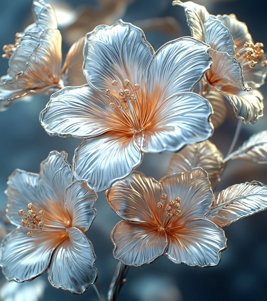 银花银叶银瓣图