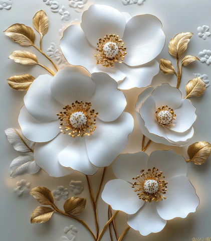 白金花束纸艺墙饰