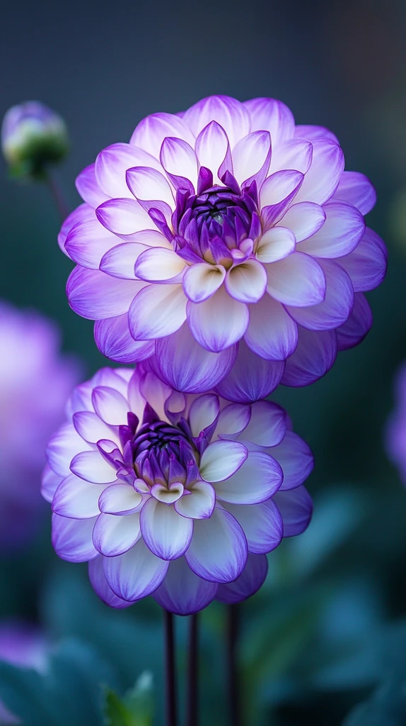 紫色白色大丽花