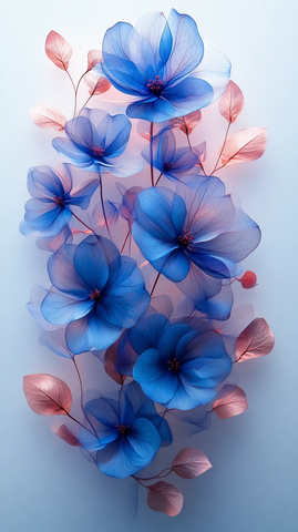 蓝色紫色花朵模型