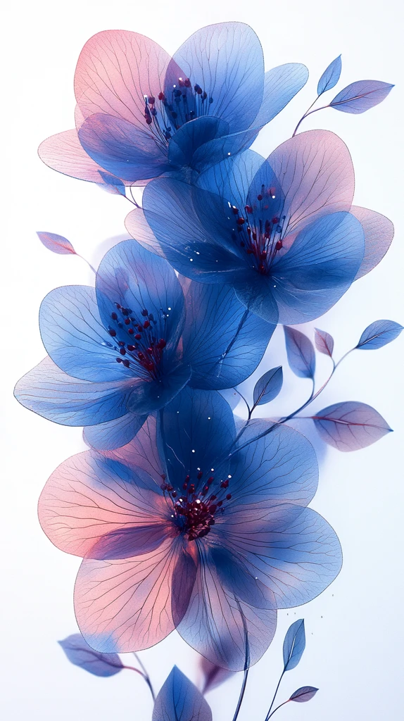 蓝色紫色花朵模型