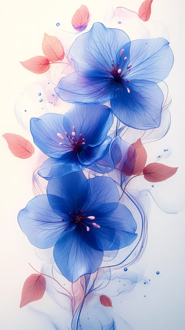蓝色紫色花朵模型