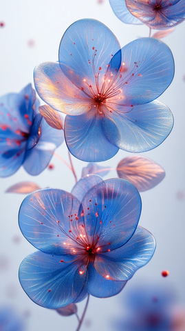 蓝色紫色花朵模型