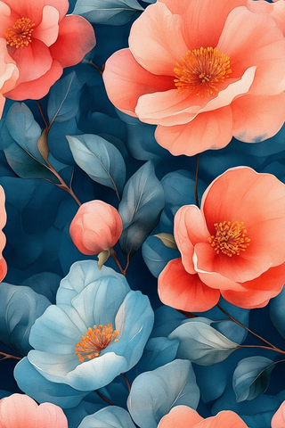 水彩矢量花朵图案