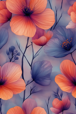 水彩矢量花朵图案