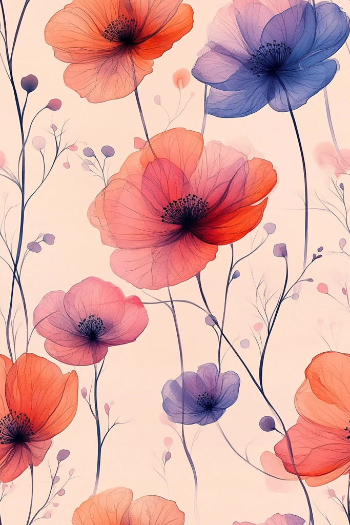 水彩矢量花朵图案