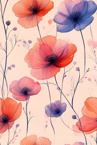 水彩矢量花朵图案