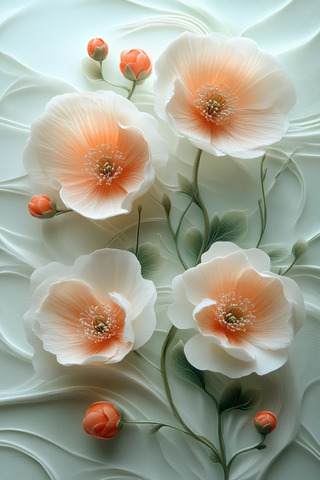 粉色花朵浮雕画