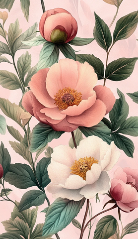 粉彩牡丹黑莓花纹