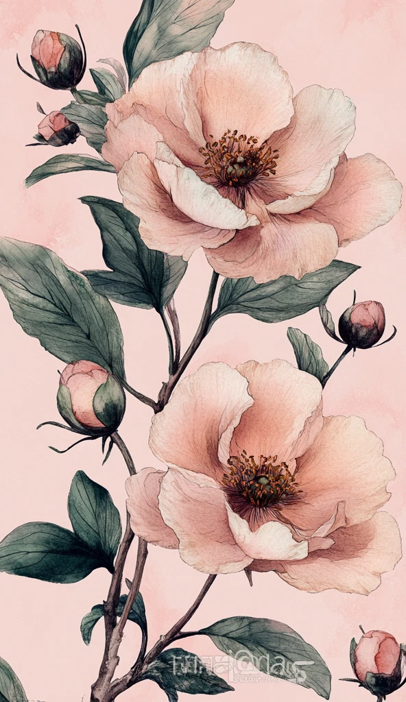 粉彩牡丹黑莓花纹