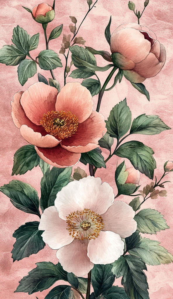 粉彩牡丹黑莓花纹