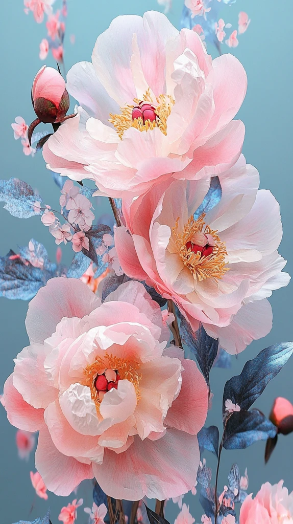 粉红芍药仰拍图