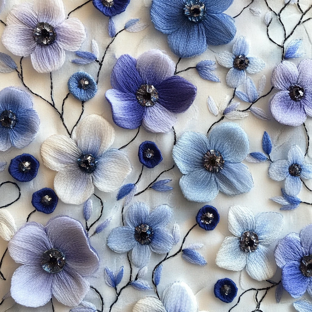 水彩纸花刺绣图案