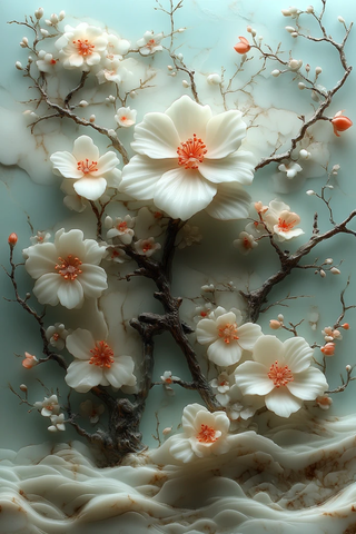 野花立体浮雕十字