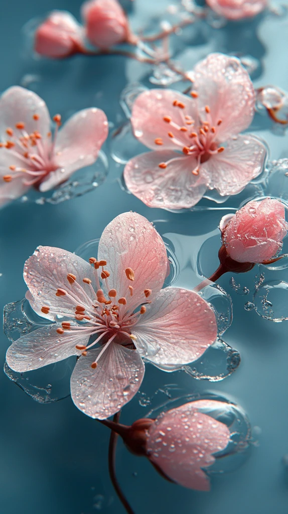 粉色白色小花树脂