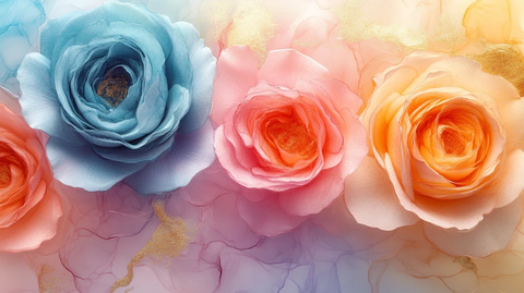 彩虹玫瑰酒精墨水壁纸