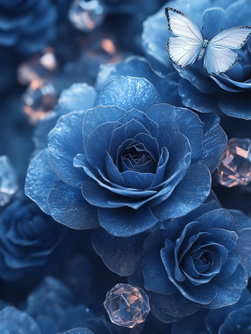 蓝玫瑰白蝶晶体