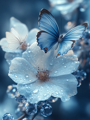 蓝玫瑰白蝶晶体