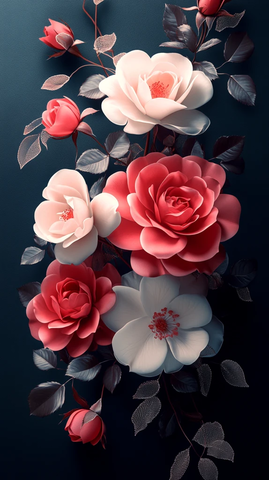 粉红白玫瑰三维设计