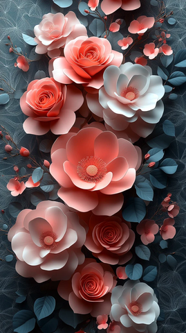 粉红白玫瑰三维设计