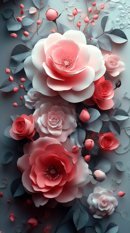 粉红白玫瑰三维设计