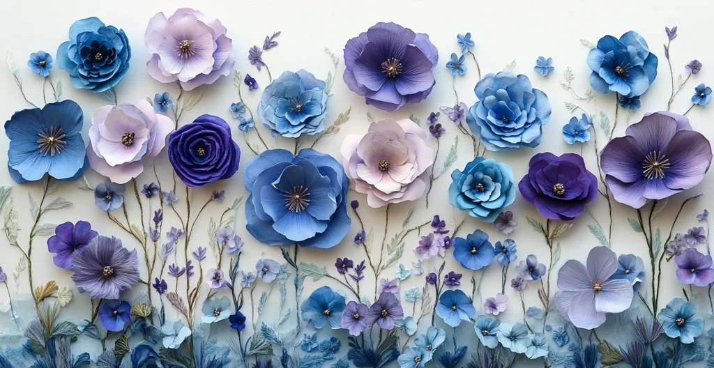 水彩纸花刺绣图案