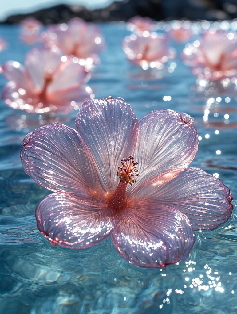 闪亮充气花朵漂浮水
