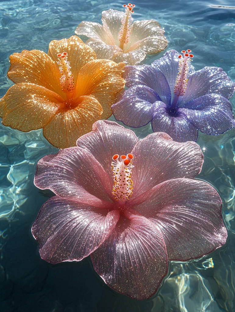 闪亮充气花朵漂浮水