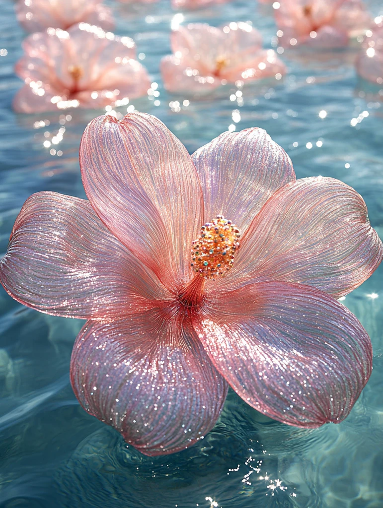 闪亮充气花朵漂浮水