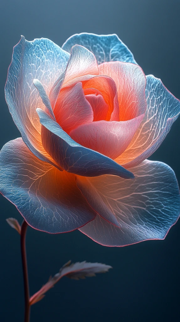 粉蓝玫瑰花瓣特写