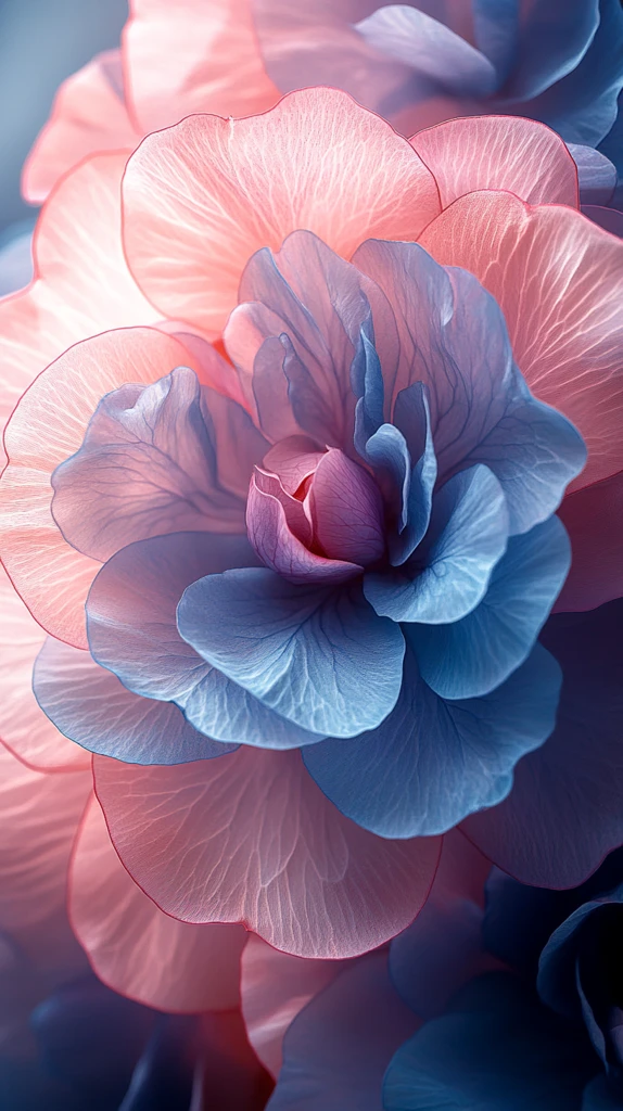 粉蓝玫瑰花瓣特写