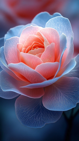 粉蓝玫瑰花瓣特写