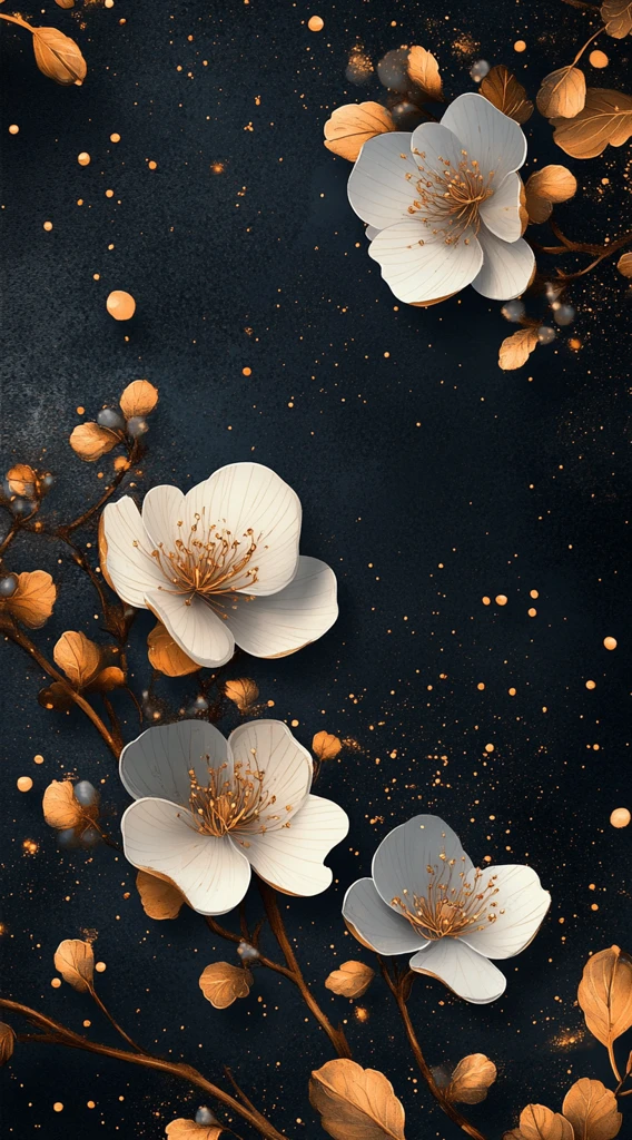 金色花纹墨色壁纸