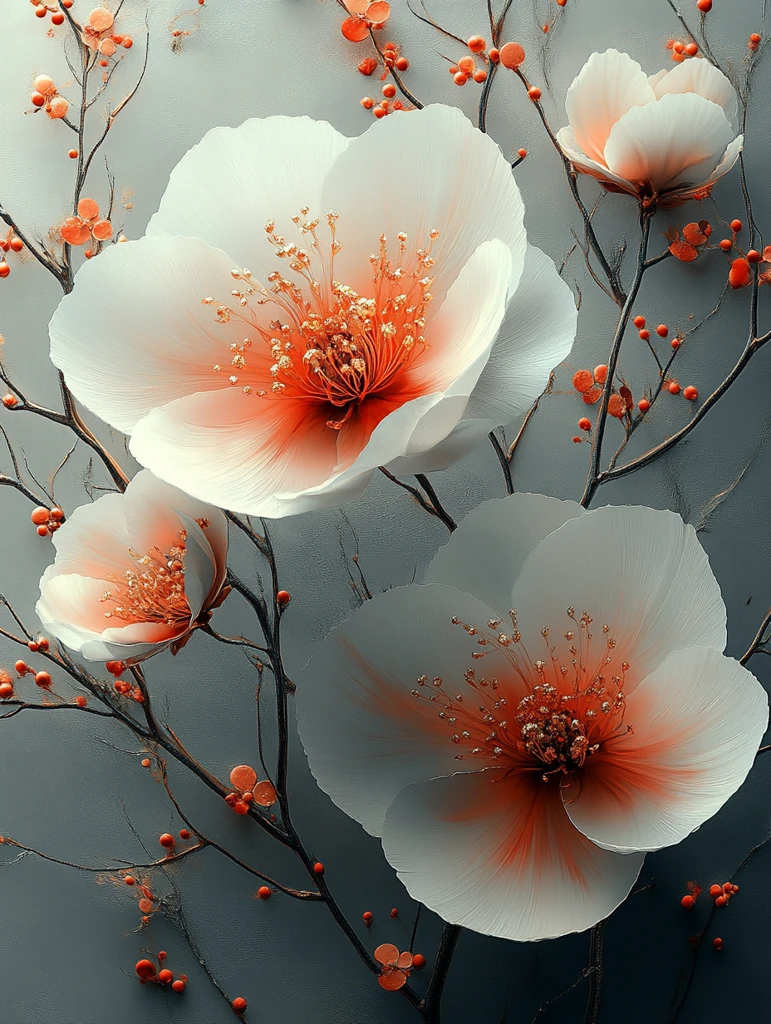 白红花金装饰画