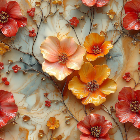 陶瓷花朵与植物纹样