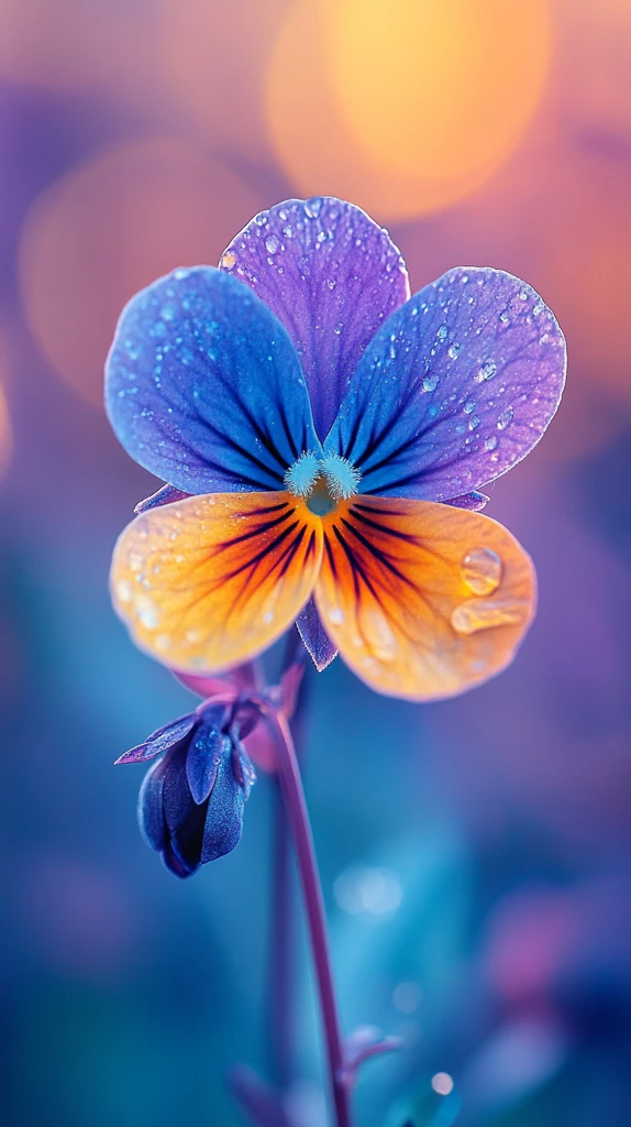 黄紫渐变花瓣特写