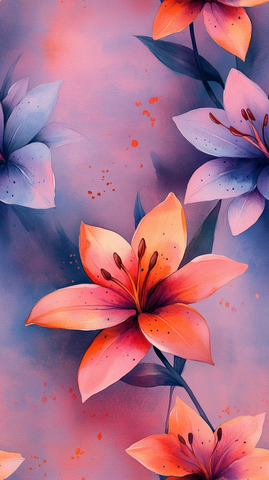 水彩百合花纹样