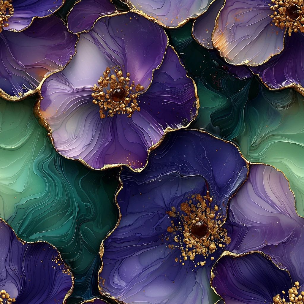 紫绿金三色花卉壁纸