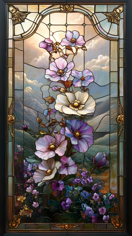 紫花金边玻璃窗