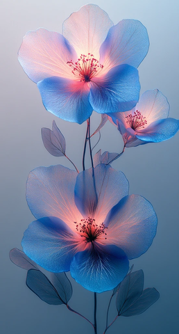 蓝色紫色花朵特写