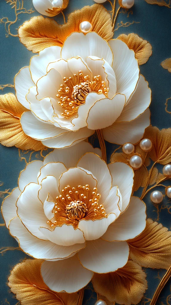 金线牡丹刺绣图案