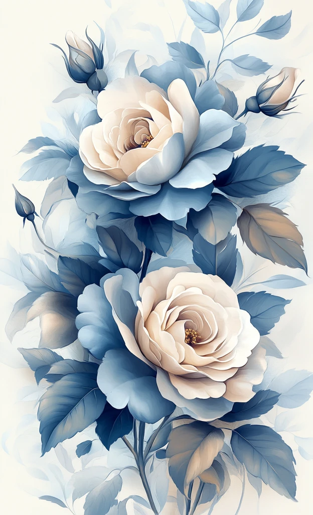 奶油蓝玫瑰纹样