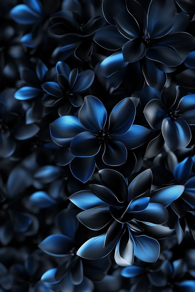深蓝花朵堆叠