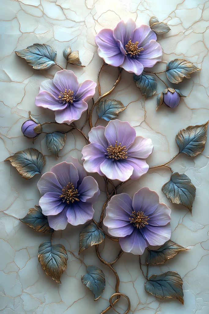 紫绿花卉浮雕艺术