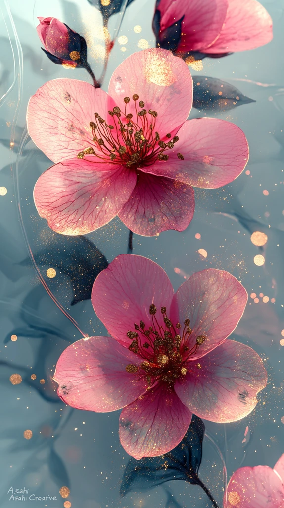 粉红山茶花水彩画