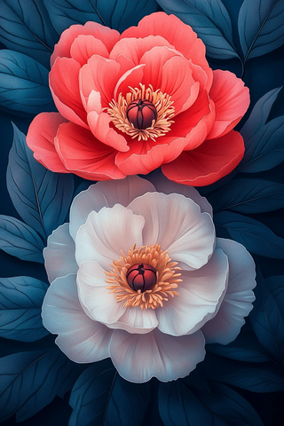 粉红牡丹矢量插画