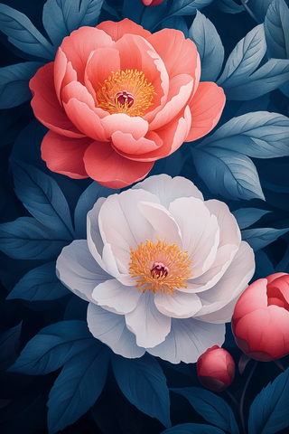 粉红牡丹矢量插画